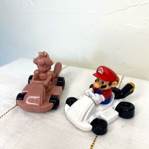 Lot of 2 Mario Kart Collectible Toys Mario and Princess Peach Car Toys